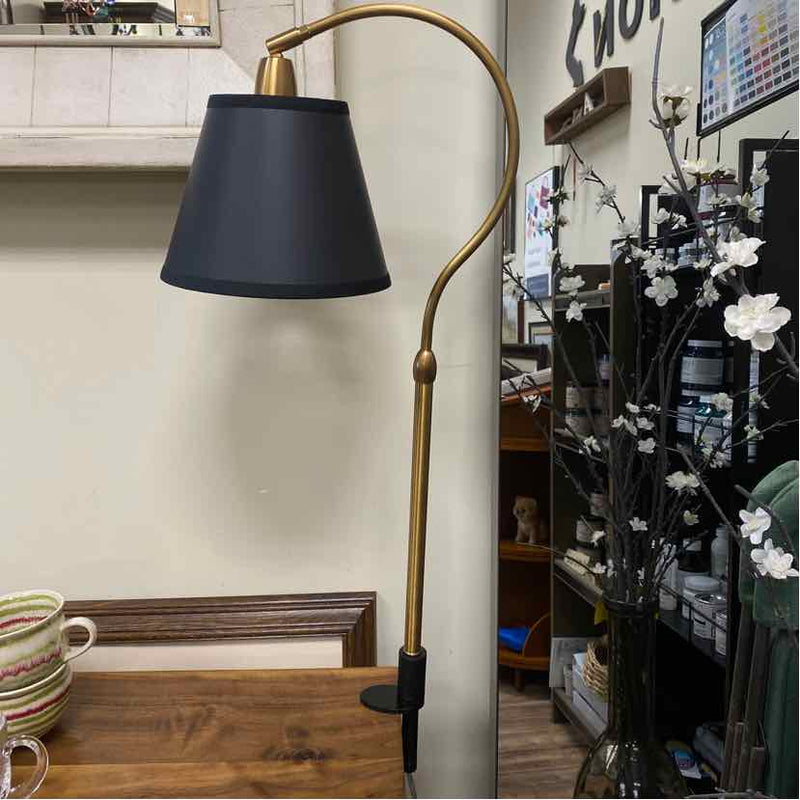 House of Troy Aria Hook Gold-Black Metal Clamp On Table Top Lamp