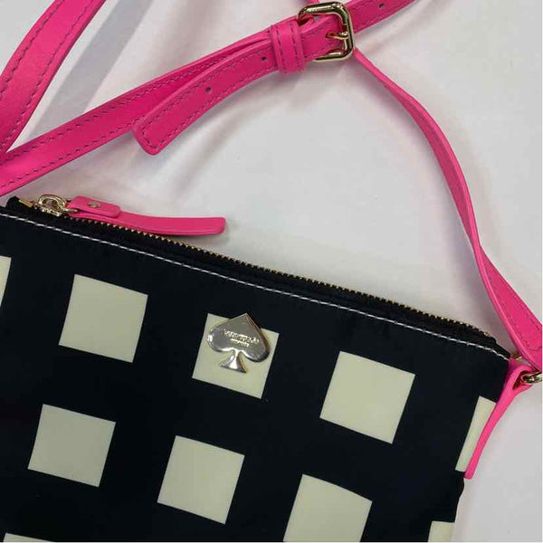 Kate Spade Black-White Fabric Geometrical Crossbody Handbag