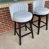 Bar - Pub Swivel Gray Tweed Fabric Stool - Set of 2
