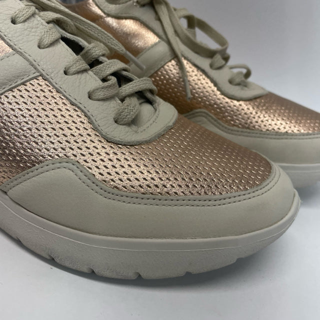 Marc Joseph New York Size 8 Women's Gold-Tan Color Block Sneakers Shoes