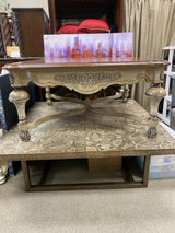 Brown-Tan Wood Carved Coffee Table