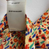 Rebecca Taylor Size 12-L Women's Beige-Multi Pattern Pullover Short Sleeve Top