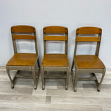 American Seating Co. Vintage Tan Wood-Metal Chair - Set of 3