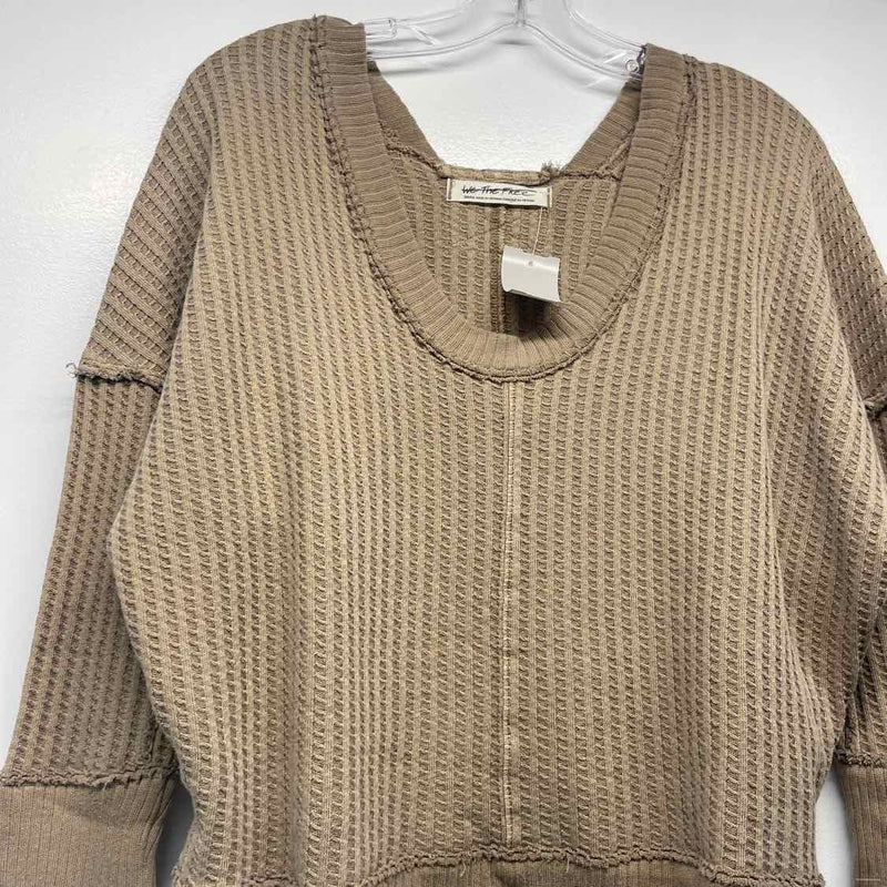 We the Free Size S Women's Tan Solid Scoop Neck Sweater