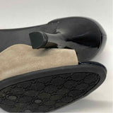 Franco Sarto Size 8 Women's Beige-Black Color Block Open Toe Ankle Strap Heels