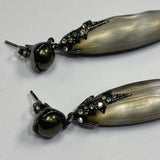 Alexis Bittar Long Textured Iridescent Stone Earrings