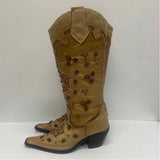 Tommy Size 6 Women's Tan-Multi Beaded Western Boots