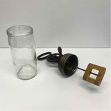 Antique Clear Glass Metal Round Butter Churn