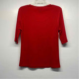 Lesley Evers Size Xl Women's Red Solid T-Shirt Short Sleeve Top