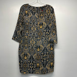 Tahari Size 8-M Women's Black-Yellow Pattern Shift Dress