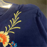 Johnny Was Size Xl Women's Navy Embroidered Midi Short Sleeve Shift Dress