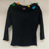 Maureene Keene N.Y.C. Size S Women's Black Applique 3/4 Sleeve Long Sleeve Top