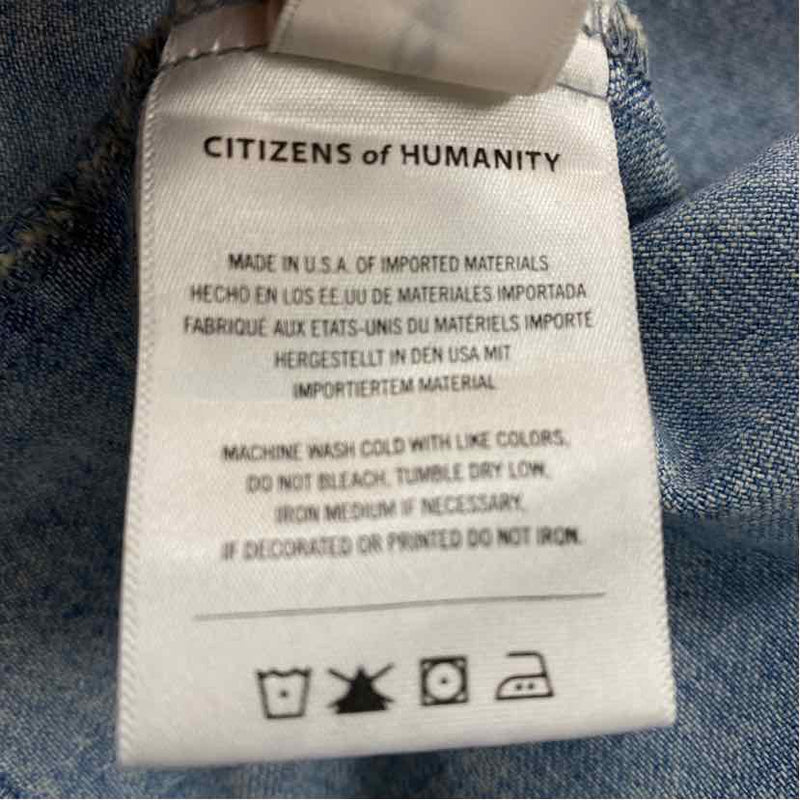 Citizens of Humanity Size S Women's Light Blue Washed Mock Neck Blouse