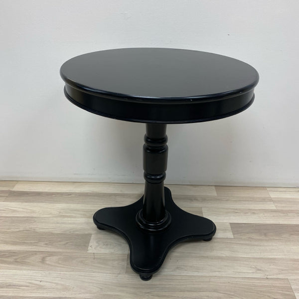 Solid Black Wood Pedestal Table -  Lazy Susan top