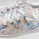 Roxy Size 7 Women's White-Multicolor Pattern Lace Up Sneakers