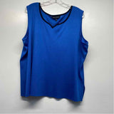 Ming Wang Size 2x Women's Blue Solid V Neck Sleeveless Top