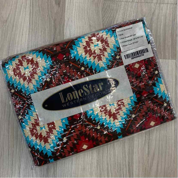 Lone Star Southwestern Brown-Multi Polyester Twin Sheet Set
