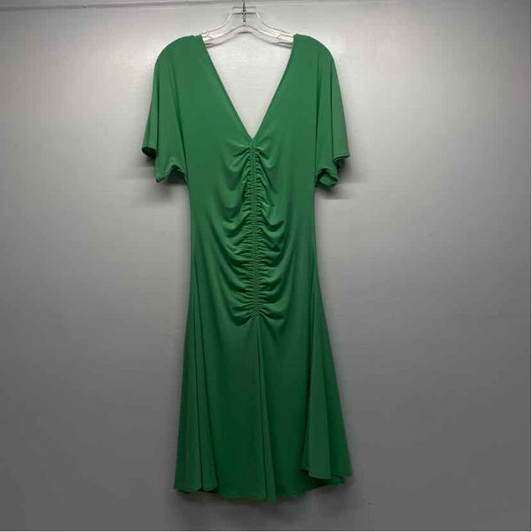 White House Black Market Size M Women's Green Solid Fit And Flare Dress