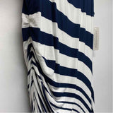 Soft Surroundings Size L Women's Navy-White Stripe Maxi Dress