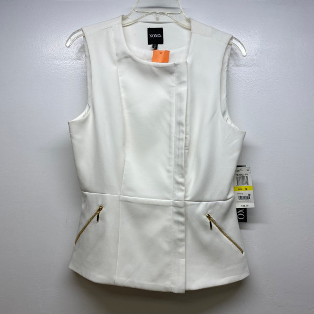 XOXO Women's Size M White Solid Zip Up Vest