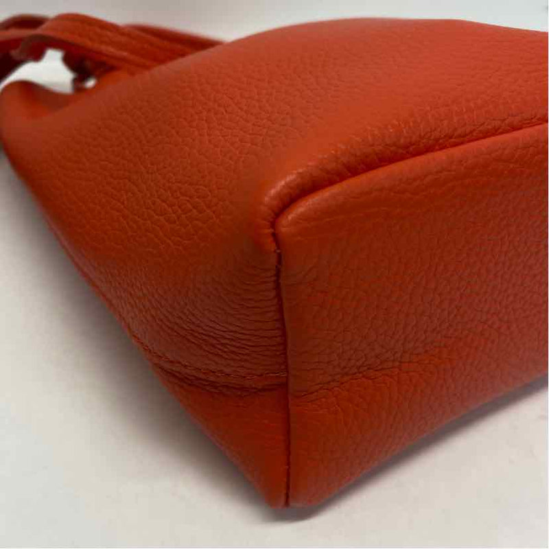 Made in Italy Orange Leather Pebbled Satchel Handbag