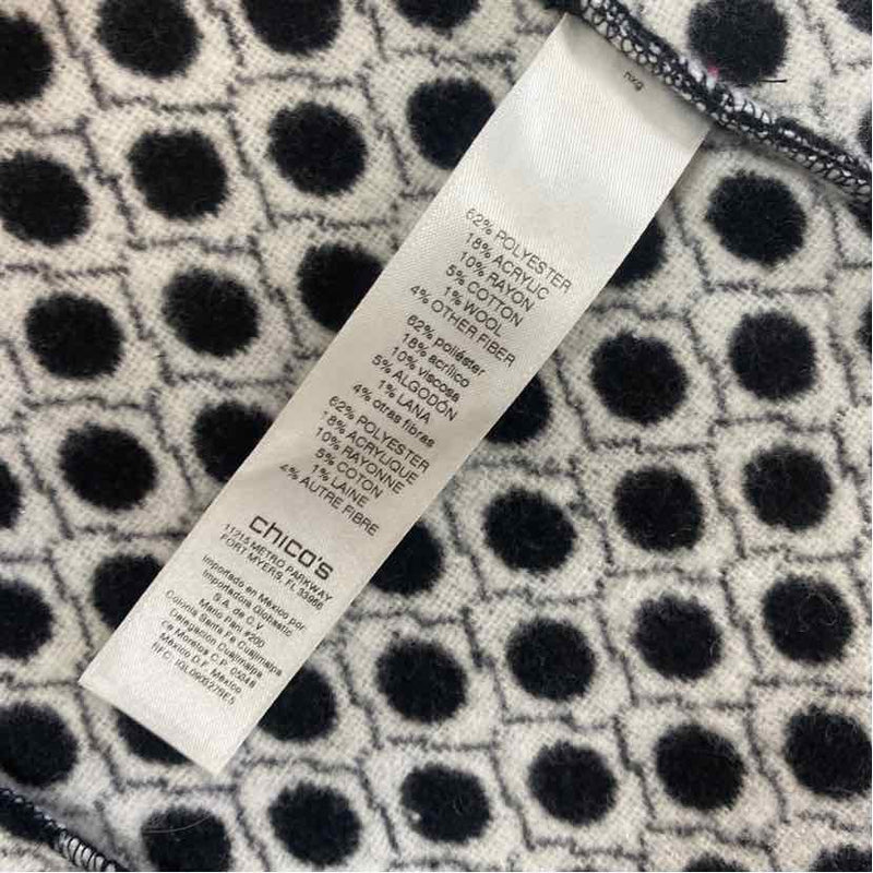 Chico's Women's Size 1-M Black-White Polka Dot Open Front Jacket