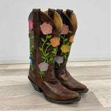 Justin Size 5.5 Women's Brown-Multi Pattern Cowboy Boots
