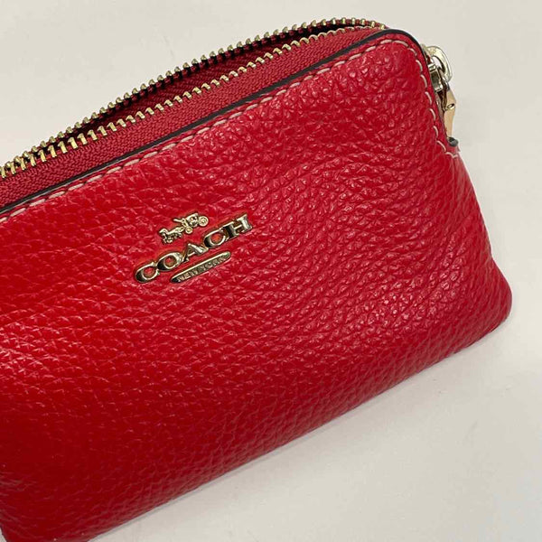 Coach Red Leather Pebbled Coin Purse