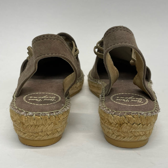 Toni Pons Size 39-8 Women's Taupe Solid Strappy Espadrille Wedge Shoes