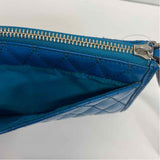 Coach Blue Patent Leather Quilted Wristlet