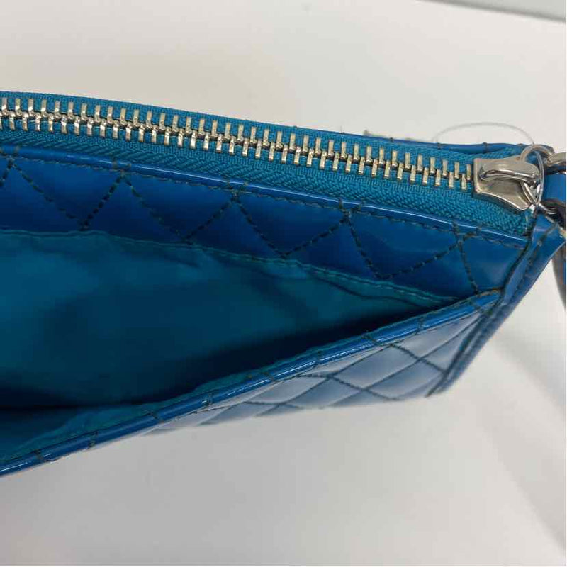 Coach Blue Patent Leather Quilted Wristlet