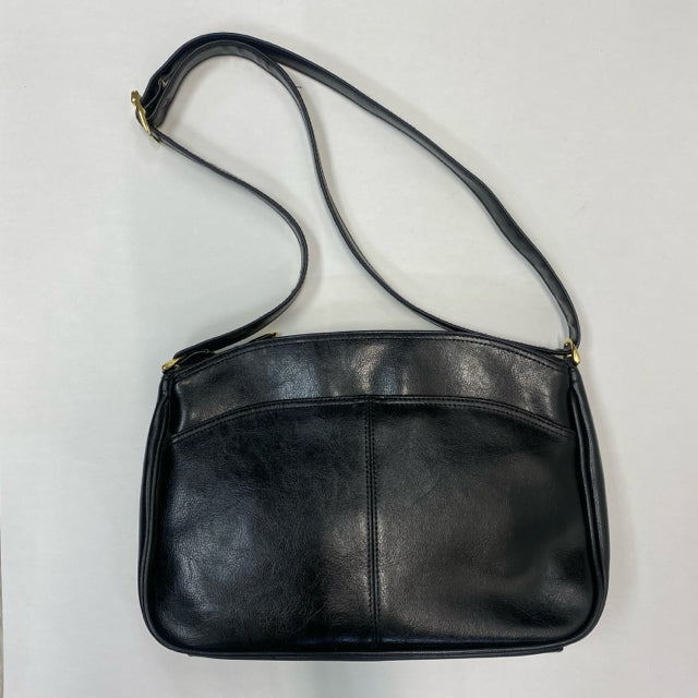 Clubhouse Black Leather Solid Crossbody Handbag