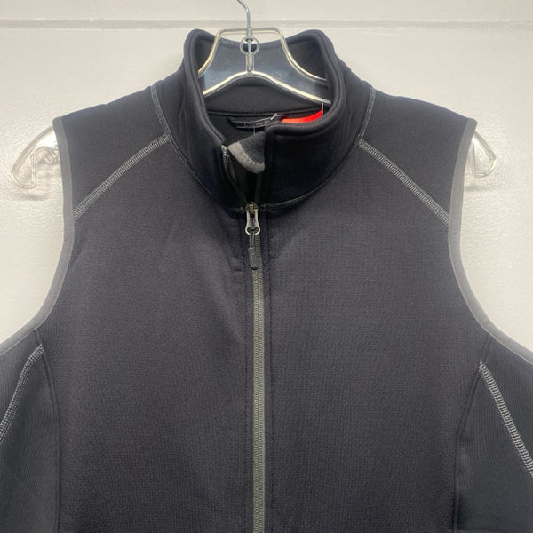 LL Bean Women's Size L Black Solid Zip Mock Neck Vest