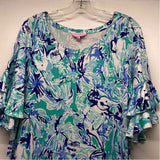 Lilly Pulitzer Size L Women's Blue-Aqua Pattern T-Shirt Dress