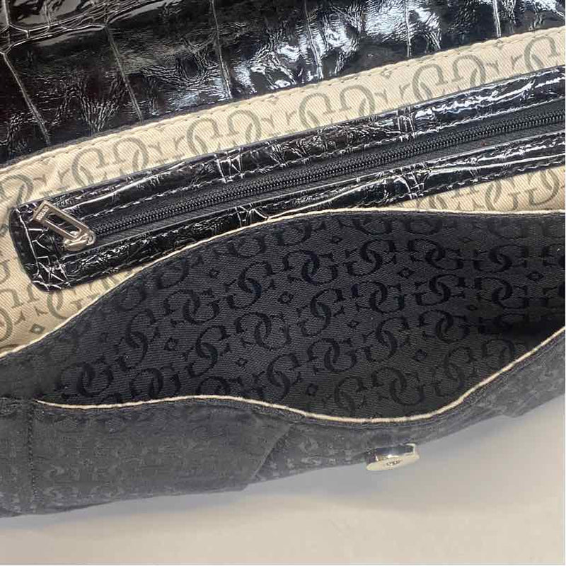 Guess Black Canvas Signature Shoulder Handbag