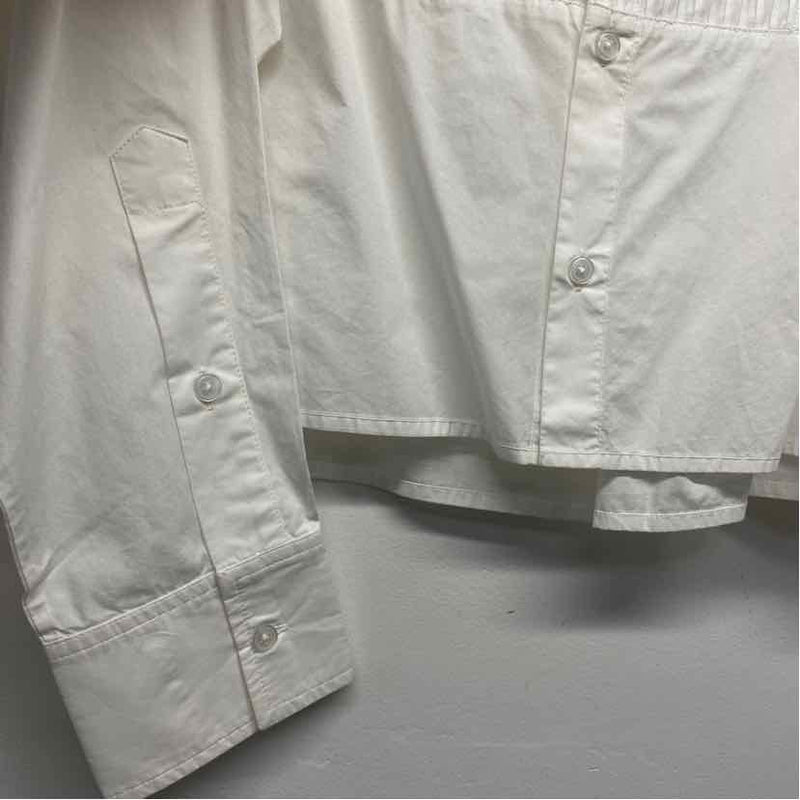 Citizens of Humanity Size M Women's White Solid Button Up Tuxedo Shirt