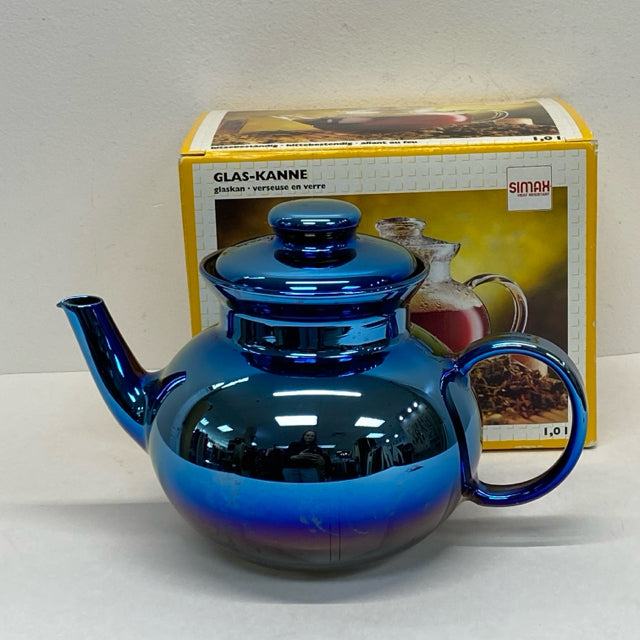 Simax Blue Glass Teapot