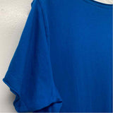 Johnny Was Size L Women's Blue Embroidered T-Shirt Short Sleeve Top
