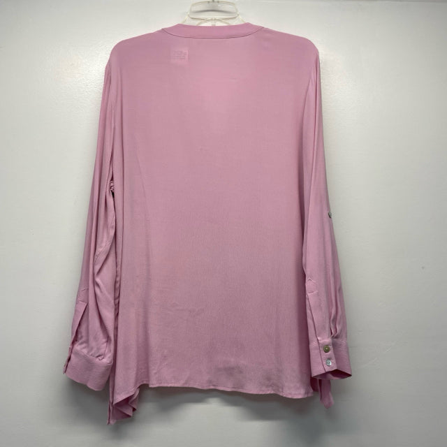 Soft Surroundings Size PXL Women's Pink Solid V Neck Blouse