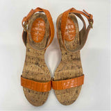 Bandolino Size 8 Women's Orange Animal Print Wedge Sandals