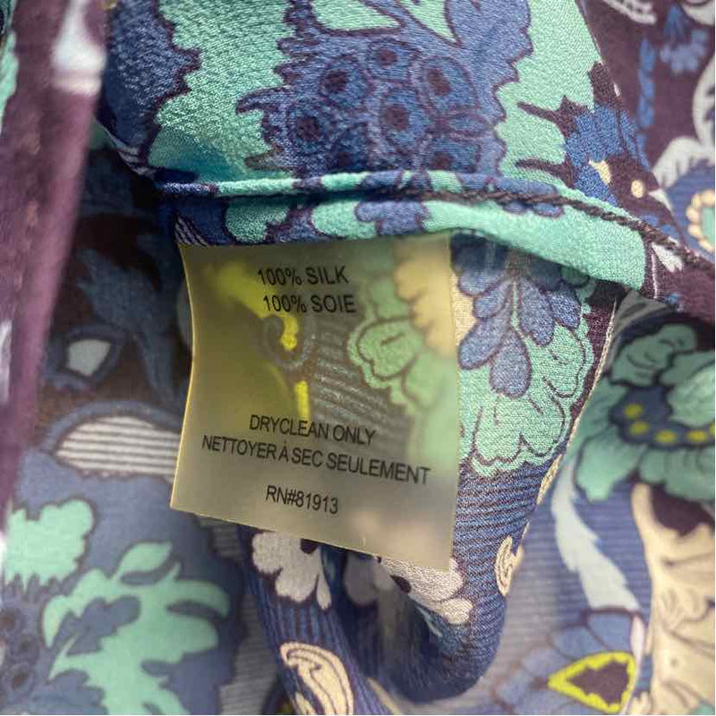 Robert Graham Size M Women's Blue-Multi Floral Pullover Blouse