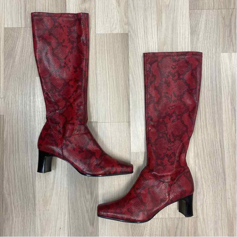 Naturalizer Size 10 Women's Red Animal Print Pull On Boots