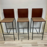 Red multi Metal-Wood Stool
