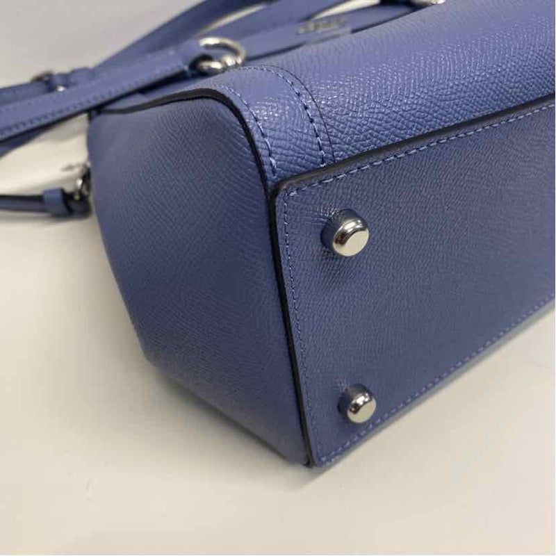 Coach Blue Solid Leather Satchel Handbag