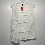 Inizio Italy Size M Women's White Patchwork Asymmetrical Sleeveless Top