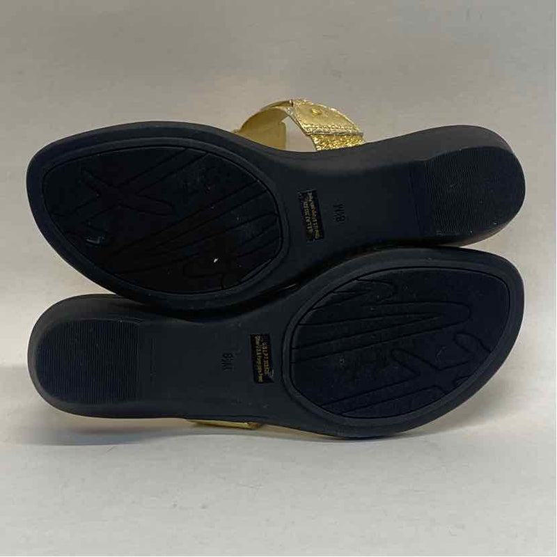 Marc Fisher Size 8.5 Women's Gold Shimmer Camel Toe Sandals