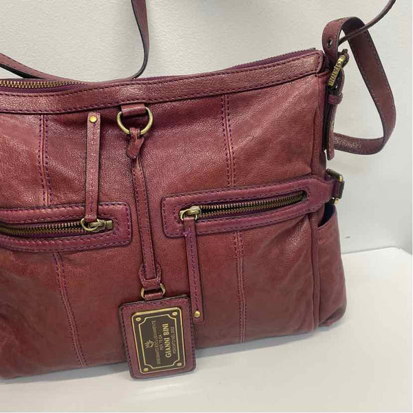 Gianni Bini Purple Distressed Leather Shoulder Handbag