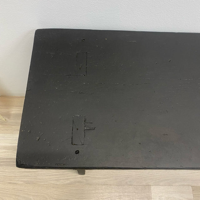 Hand Painted Antique Black Wood BencP