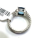 David Yurman Petite Wheaton Ring w Hampton Blue Topaz and Pave Diamonds Size 6.5