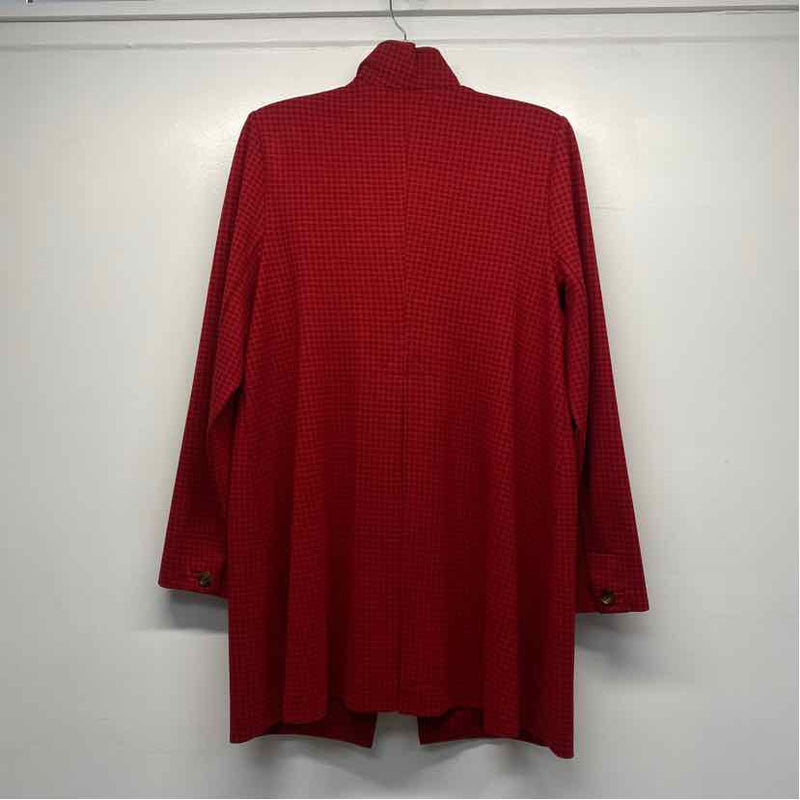 Cabi Women's Size L Red Houndstooth Cape Coat